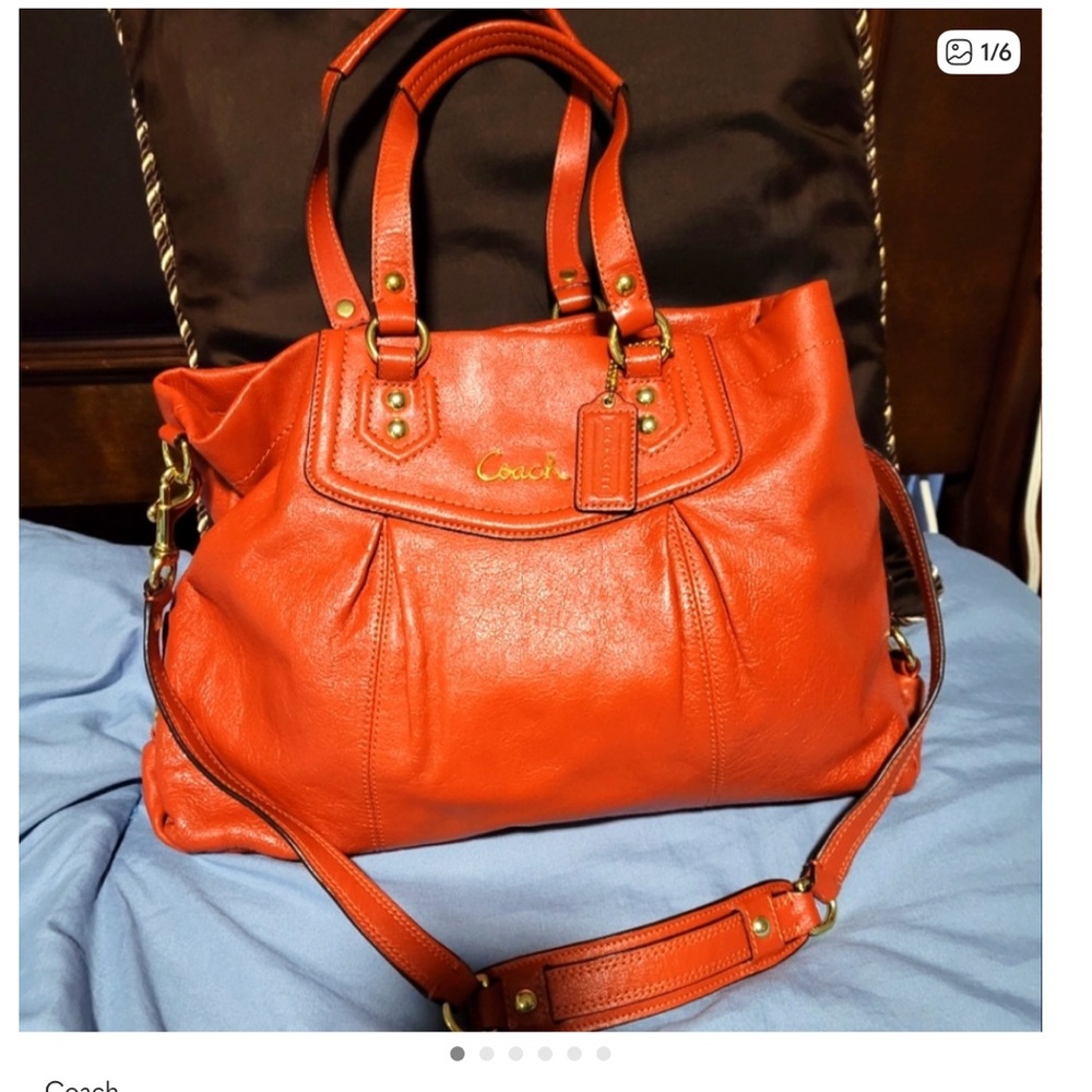 COACH Leather Bag tote “Ashley”#F1261-19243 compartments crossbody satchel EUC